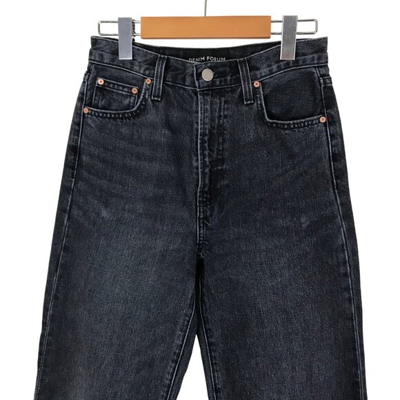 Denim Forum The Coco High Rise  Wide Leg 33L Black Jeans Size 24 - Picture 4 of 9